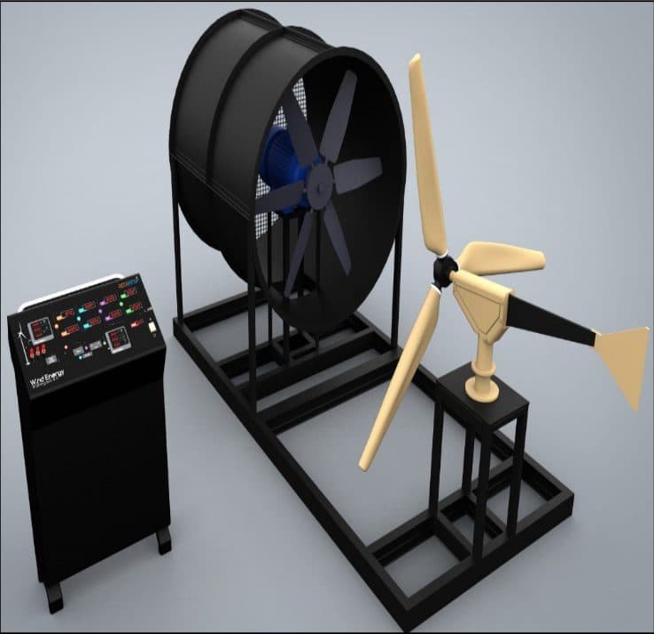 Wind tunnel test rig with a horizontal turbine